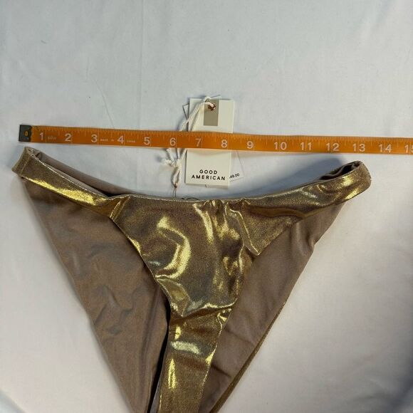 NWT Good American Size 2 M Mink Gold Reversible Metallic Better Bikini Bottom - Picture 5 of 10